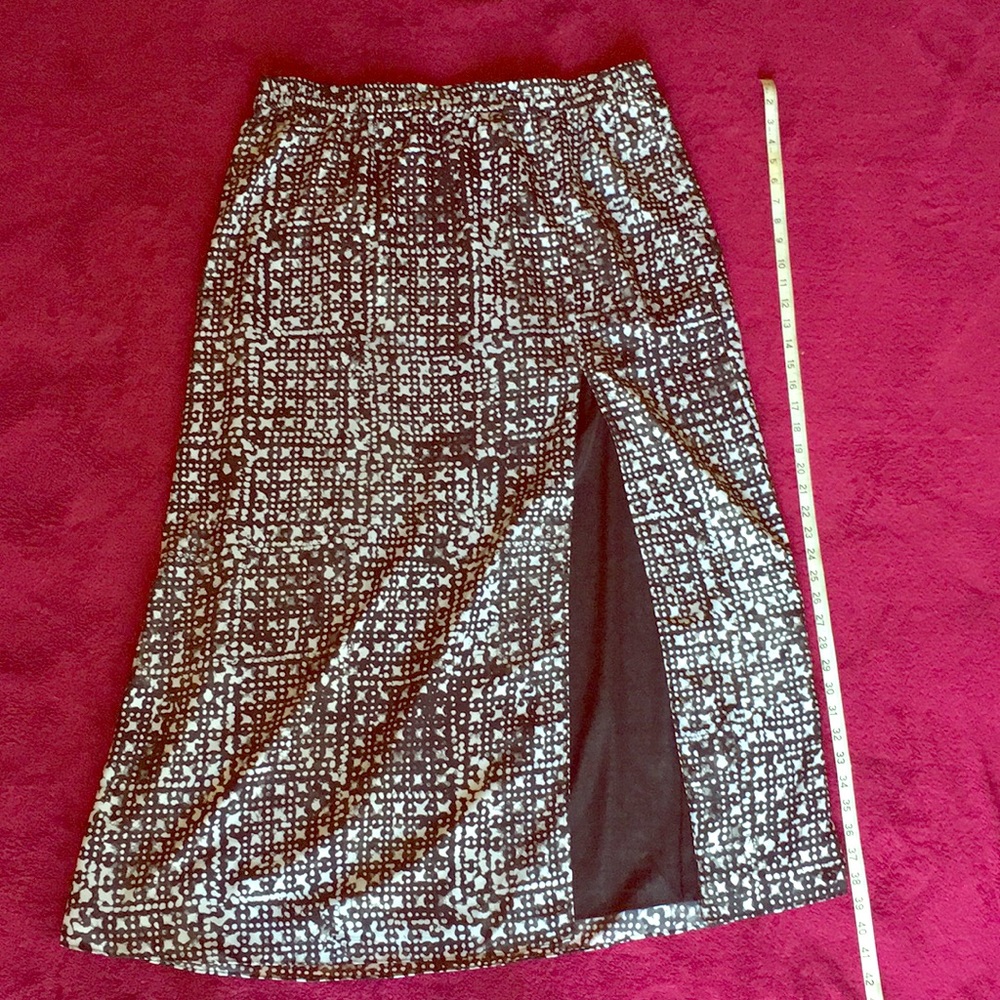 Long, black and white MK skirt with side split